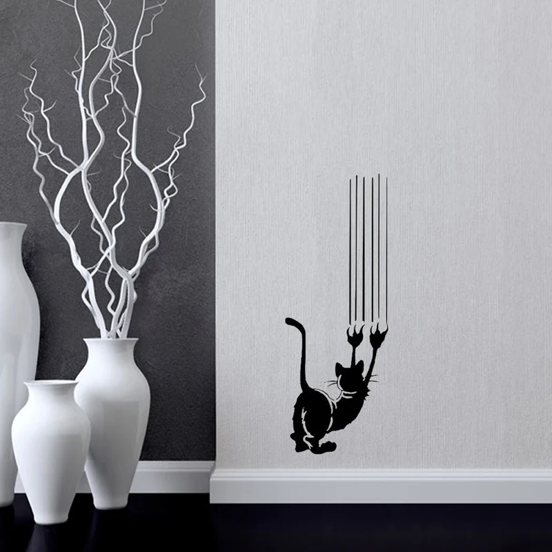 T229 # Cute Cat Wall Sticker porta/parete decorazione della casa soggiorno sfondo murale Art decalcomanie rimovibile Kitty adesivi divertenti