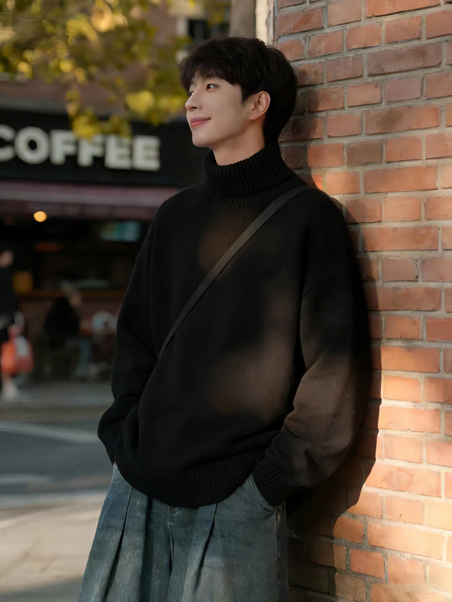 

Cleanfit Men's High Collar Fce Lined Knitwear Winter Base Layer Sweater Lazy Teenager Sle Outerwear Bla Comfortable Lo...