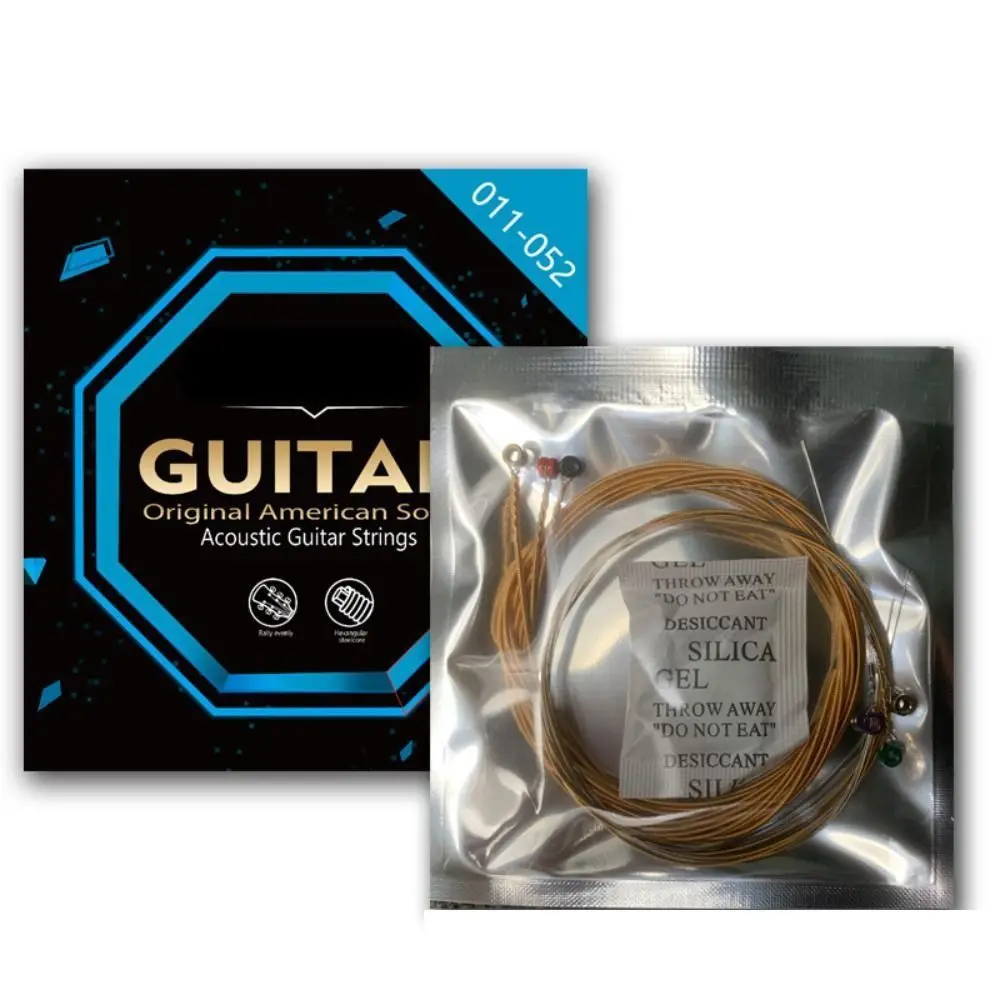 1 Set 010 011 012 Folk Guitar Strings Antirust Phosphorous Copper Guitar Strings Good Sound 6 Strings Folk Guitar Wire Musician