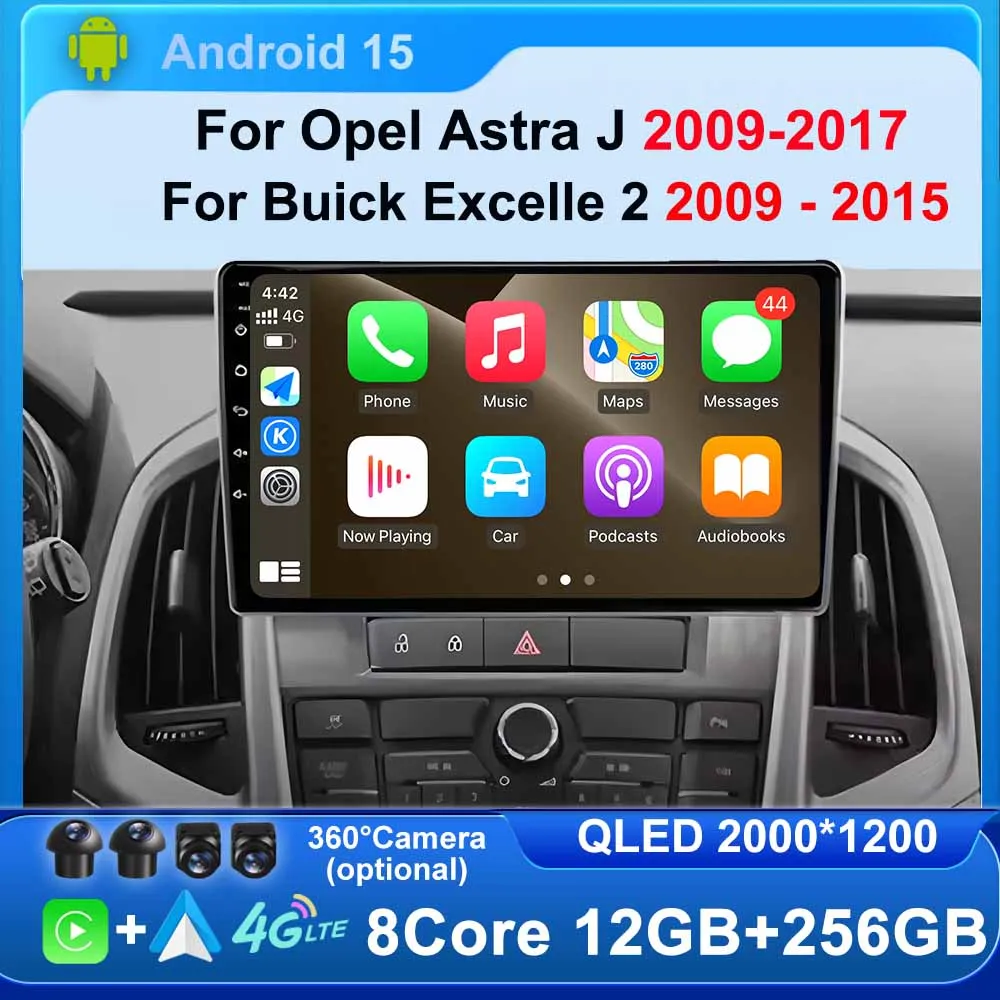 

Car Radio Carplay Android 15 for Opel Astra J 2009-2017 for Buick Excelle 2 2009 - 2015 Auto 4G WIFI GPS Multimedia Stereo BT
