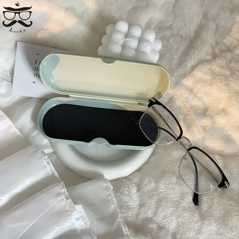 Cream Colored Glasses Case Women Portable Cute Sunglasses Myopia Glasses Storage Box Travel Glasses Protective Organizer