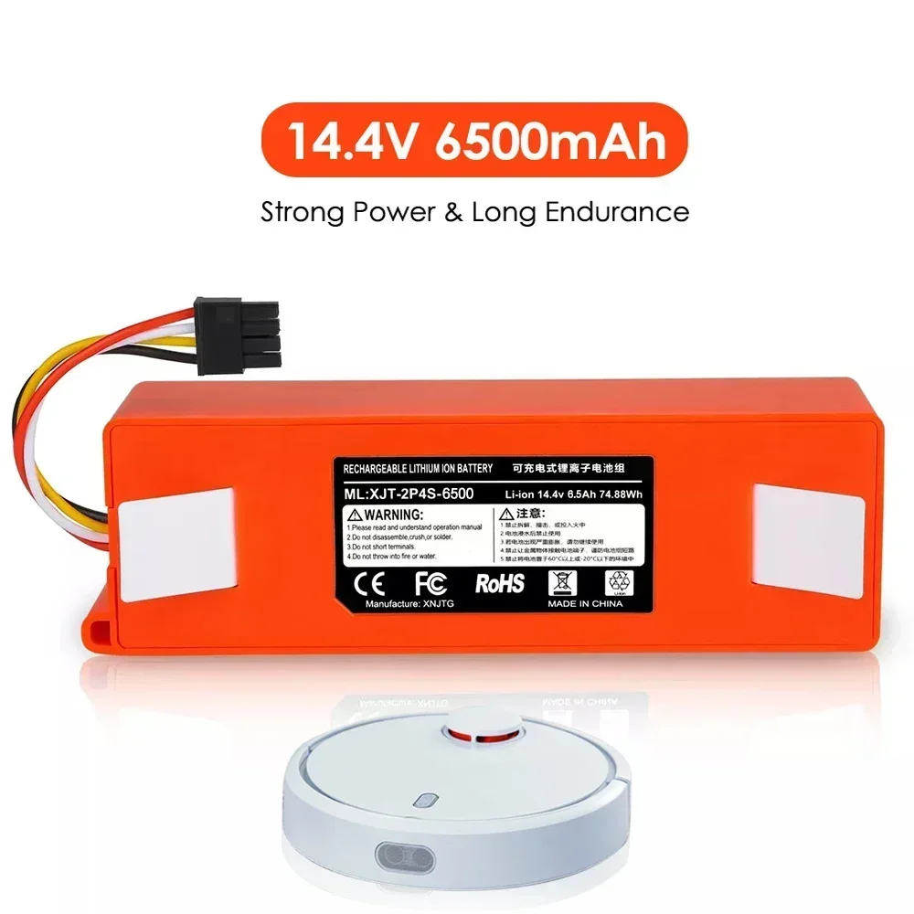 

12800mAh Sweeper Battery BRR-2P4S-5200D 5200S for XIAOMI Roborock S50 S51 S55 T60 Sweeping Mopping Robot Vacuum Cleaner