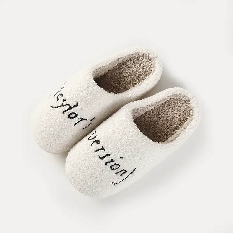 New Taylor Font Thick-soled Soft-soled Shoes Thickened and Non-slip Cartoon Warm Winter Cotton Slippers for Couples Men,women