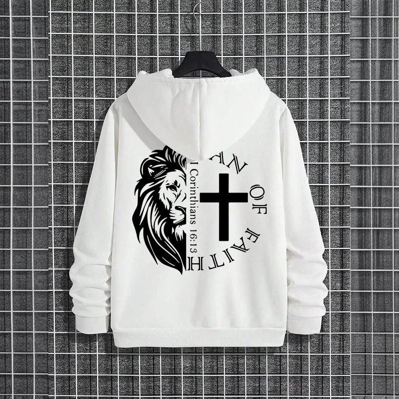 Jesus Christ Style Hoodies 2026 Fall Winter New Arrival Hooded Long Sleeve Sweatshirts Man Of Faith Lion Print Hoody Outerwear - Image 6