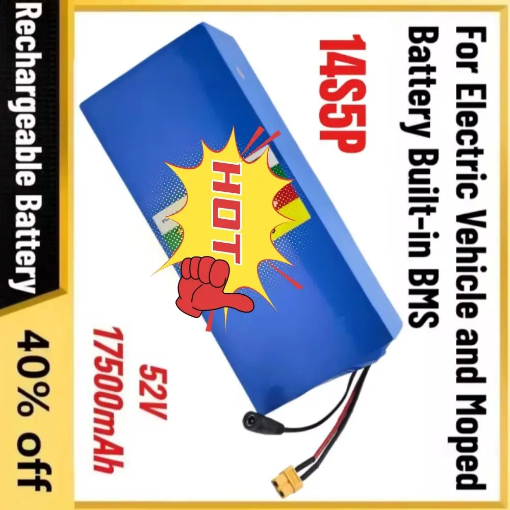 

100% new 14S5P 52V 17.5AH 18650 Battery with BMS for Electronic Devices And Transportation Equipment High Capacity Battery Pack