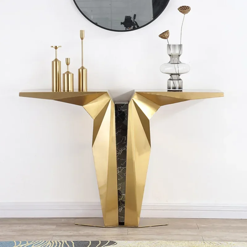 Entrance Italian stainless steel design, light luxury marble entrance platform
