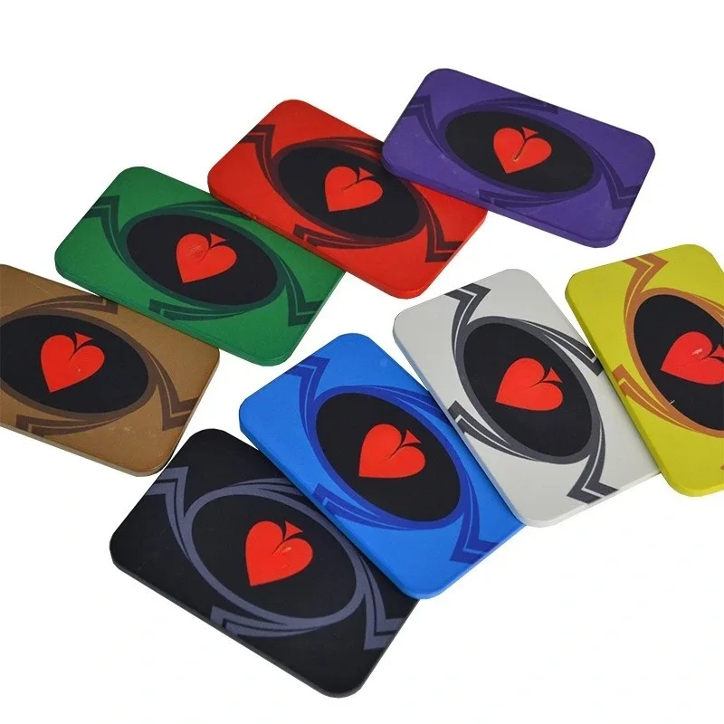 5 قطعة/الوحدة السيراميك مربع القلب رقاقة تكساس بوكر رقاقة المهنية الراقي المنافسة كازينو الترفيه لعبة مجلس الألعاب