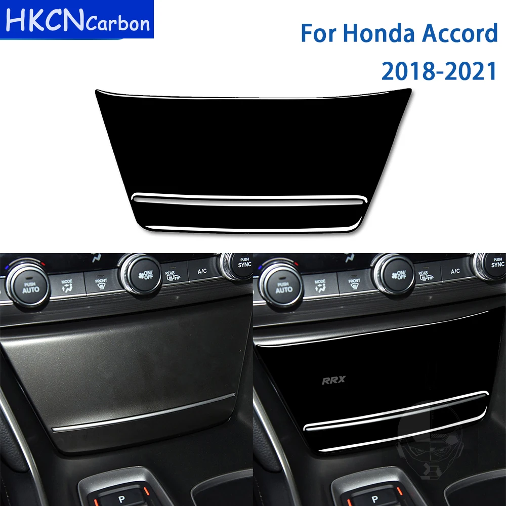 Para Honda Accord 2018 2019 2020 2021, accesorios para Interior de coche, Panel de almacenamiento de Control Central, pegatina embellecedora, plástico negro brillante