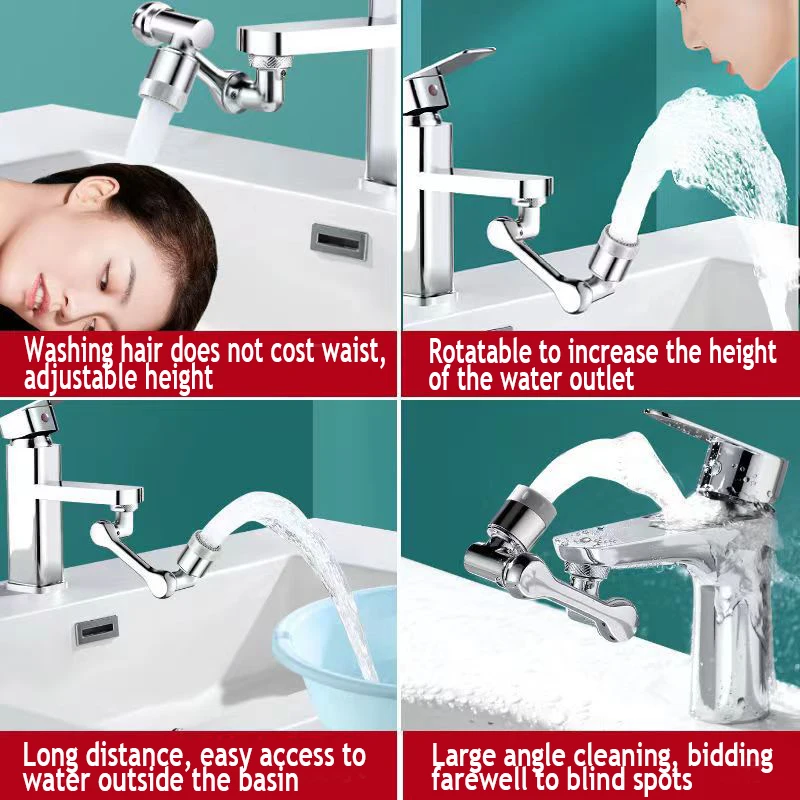 Universal 1080°Rotatable Adjustable Faucet Mechanical Extension Arm Single/Dual Water Flow Bathroom Basin Kitchen Tap Accessorie view 4