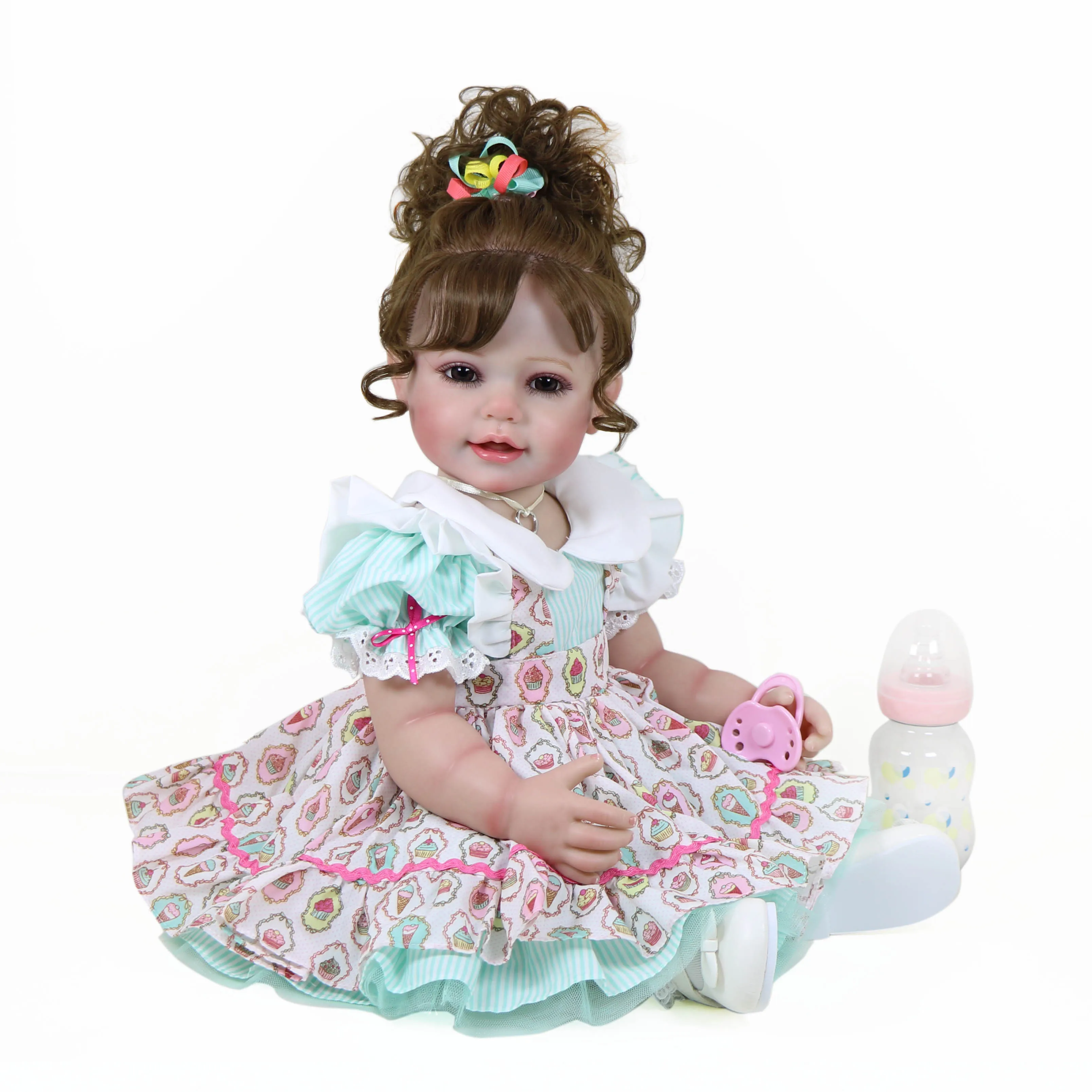 Ying Huan Mei Toddler Girl -22 inch Soft Full Vinyl and  3D Painted Skin Visible Veins with Rooted Hair Christmas Gift