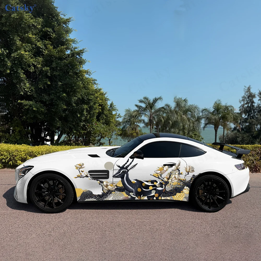 

Antelope Flower Colorful Car Vinyl Wraps Decal Self-adhesive PVC Sticker Suitable for Trucks SUV Decor Auto Accessories Gift