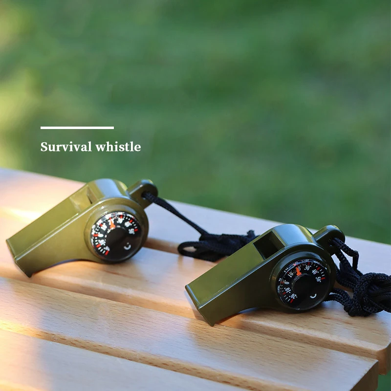 3-in-1 survival whistle Field training whistle Super loud cheerleading whistle with compass thermometer