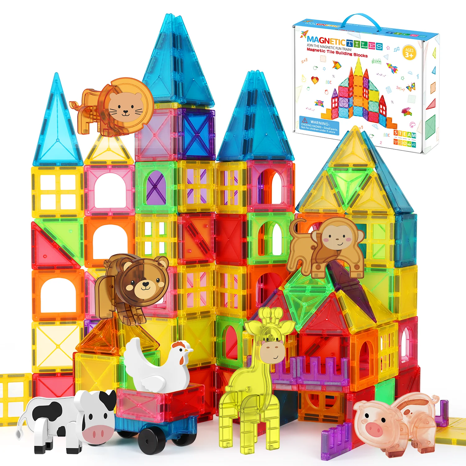 

Magnetic Building Blocks Toy, Magnetic Toy Animals with Cars, Creative Geometric Construction Building Toys, Suitable for Children