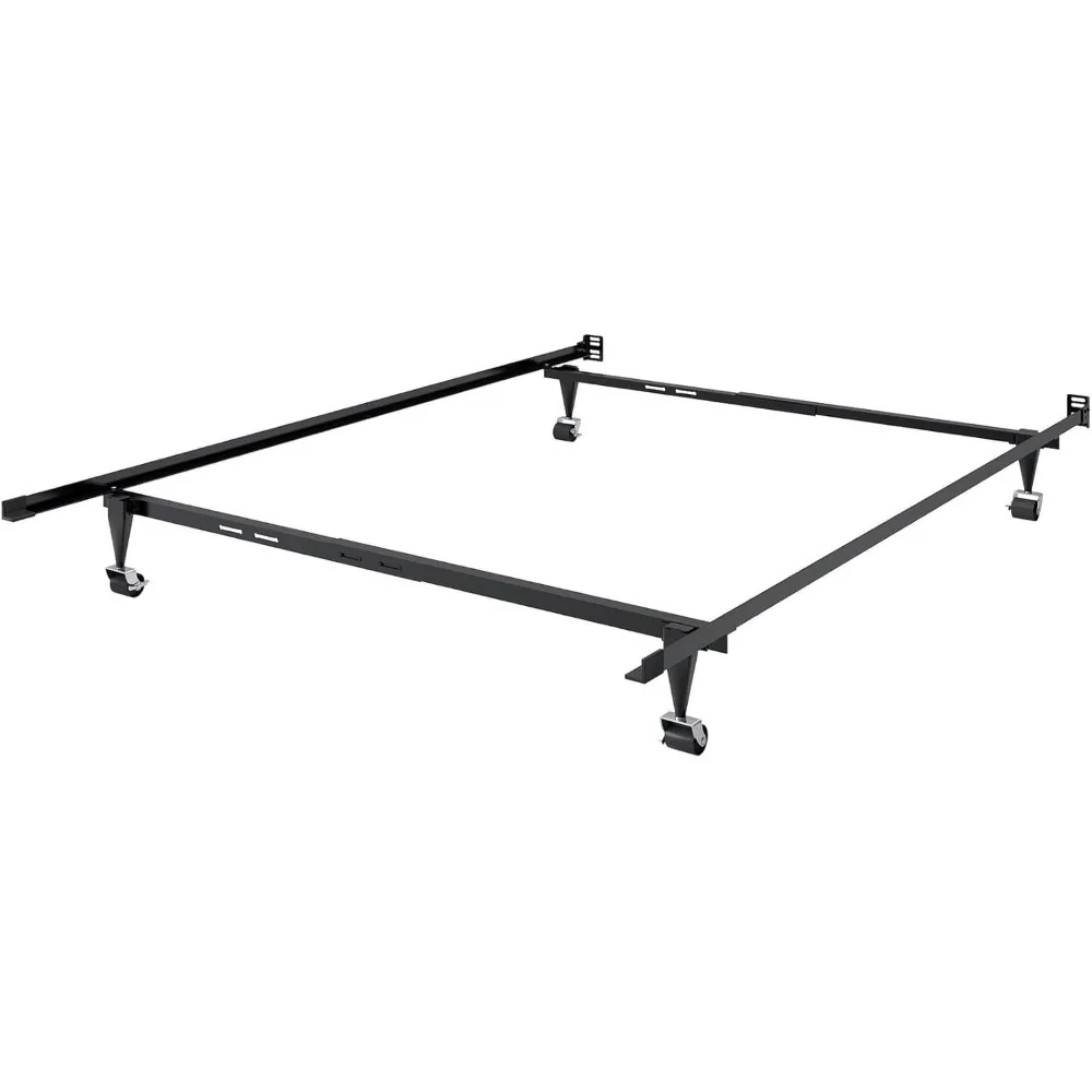 

Heavy Duty Adjustable Metal Full/Twin/Queen Size Bed Frame with Rug Roller Wheels (Twin/Full/Queen)