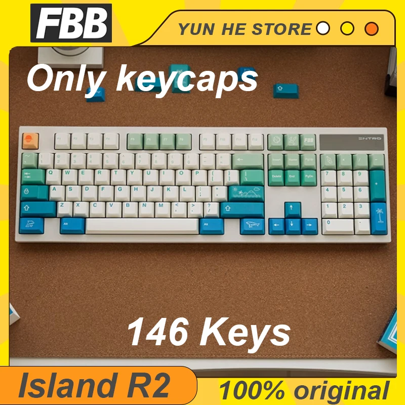

Original Fbb Island R2 Keycap Cherry Profile Dye Sublimation Blue Keycaps Custom Esports PC Gaming Mechanical Keyboard 146 Keys