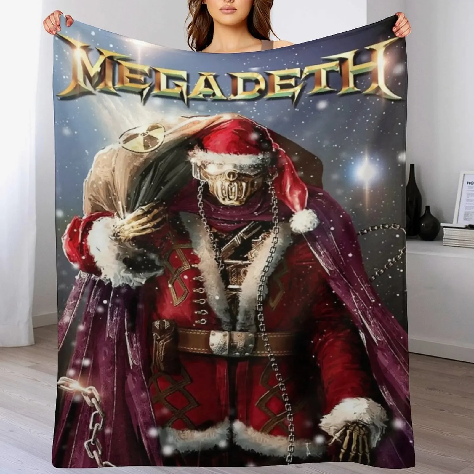 

Rattlehead Thrash Metal Santa Throw Blanket Thin Hair valentine gift ideas Cute Blankets