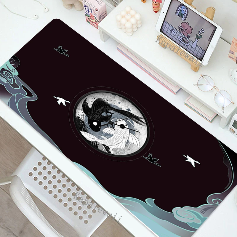 Schwarze Maus Pad Tisch Matte Rosa Fisch Maus Pad Computer Tastatur Niedlichen Mousepad Overlock Büro Weiß Deskpad Gaming Schreibtisch Matten