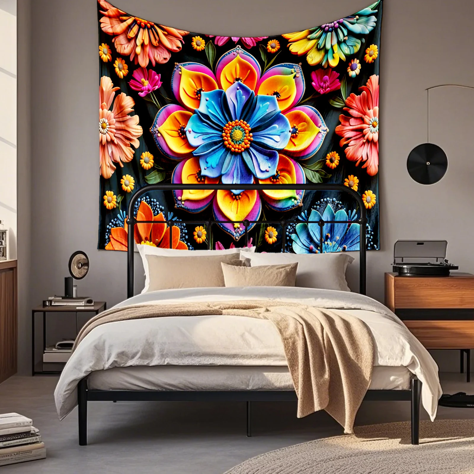 VIKAMA Sun Face & Flower Tapestry Wall Hanging, 6 Assorted Designs, Wall Art Decor for Bedroom Living Room