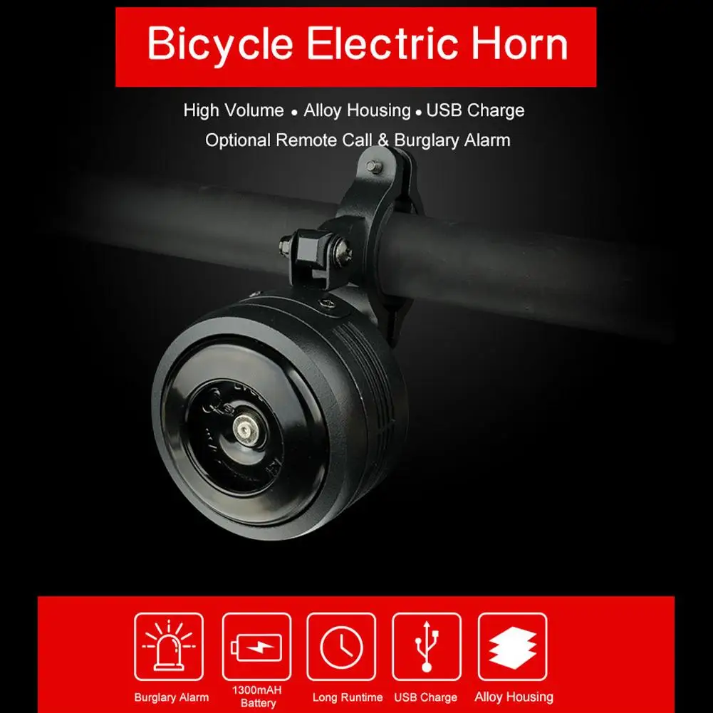 Bicycle Bell Usb Charging Electric Horn Remote Control Anti-theft Alarm For Mountain Bike Motorcycle Scooter