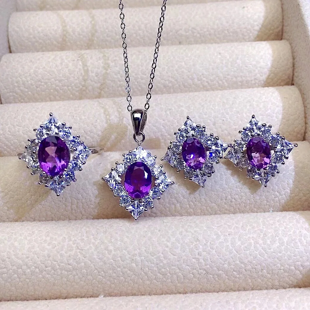 dazzling-silver-amethyst-jewelry-set-for-party-vvs-grade-natural-amethyst-ring-earrings-pendant-925-silver-crystal-jewelry