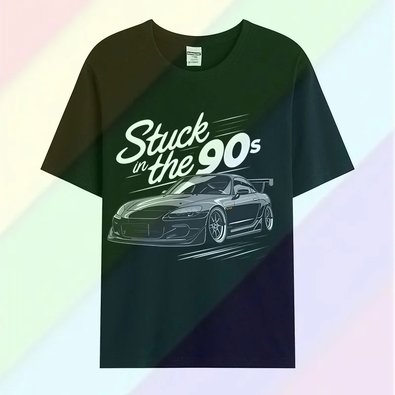 

2024 Oversized Printed JDM Car T-Shirt "Stuck in the 90s" JDM Culture Unisex Black T-Shirt for JDM Car Lovers