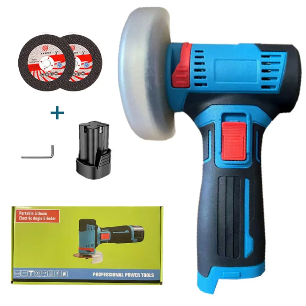 18V Mini Angle Grinder with Rechargeable Lithium Battery Cordless Polishing Machine Diamond Cutting with Accessories Power Tool