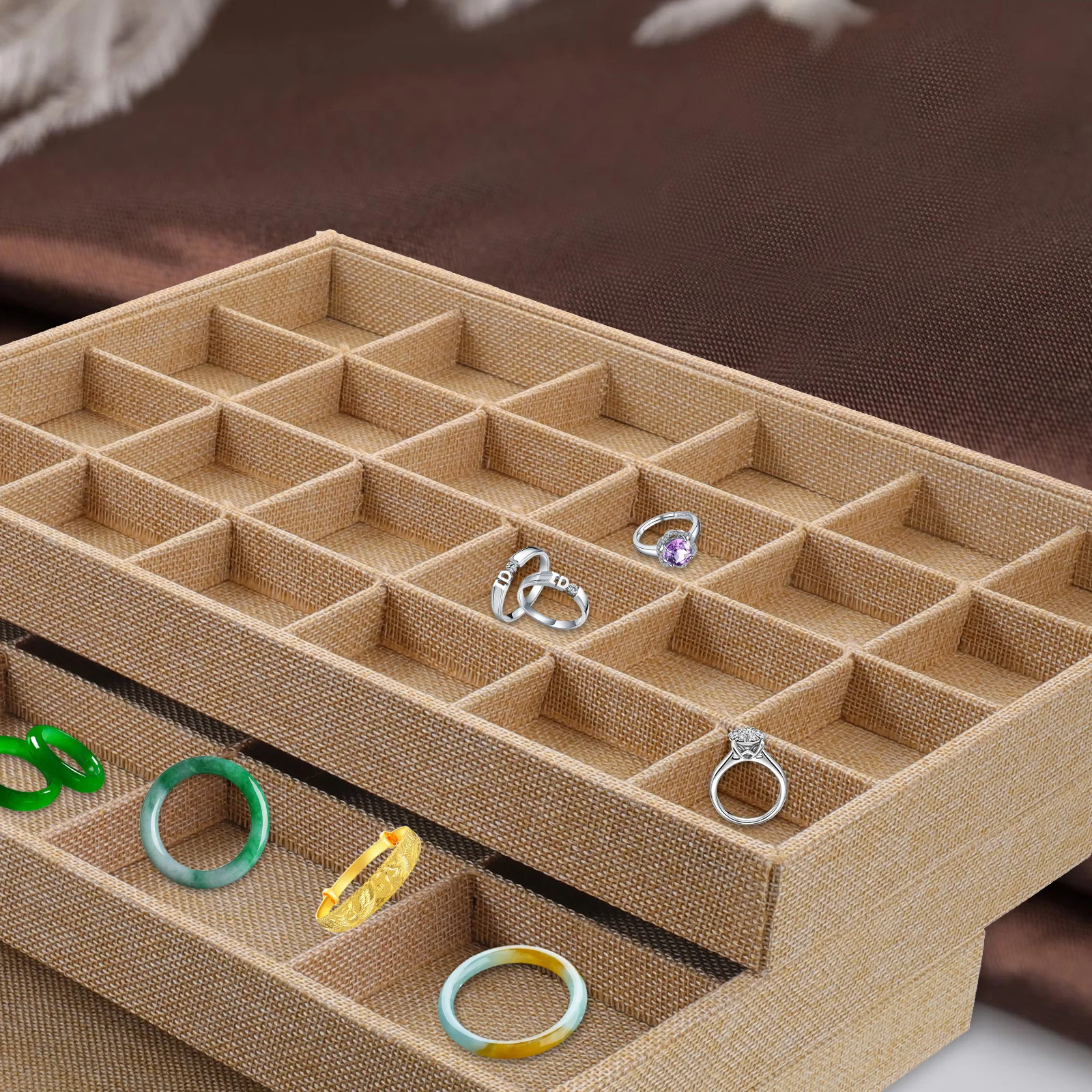 

3 Pcs Tray Jewelry Pallet Storage Box Trays Organizer Necklace Bracelet Display Miss