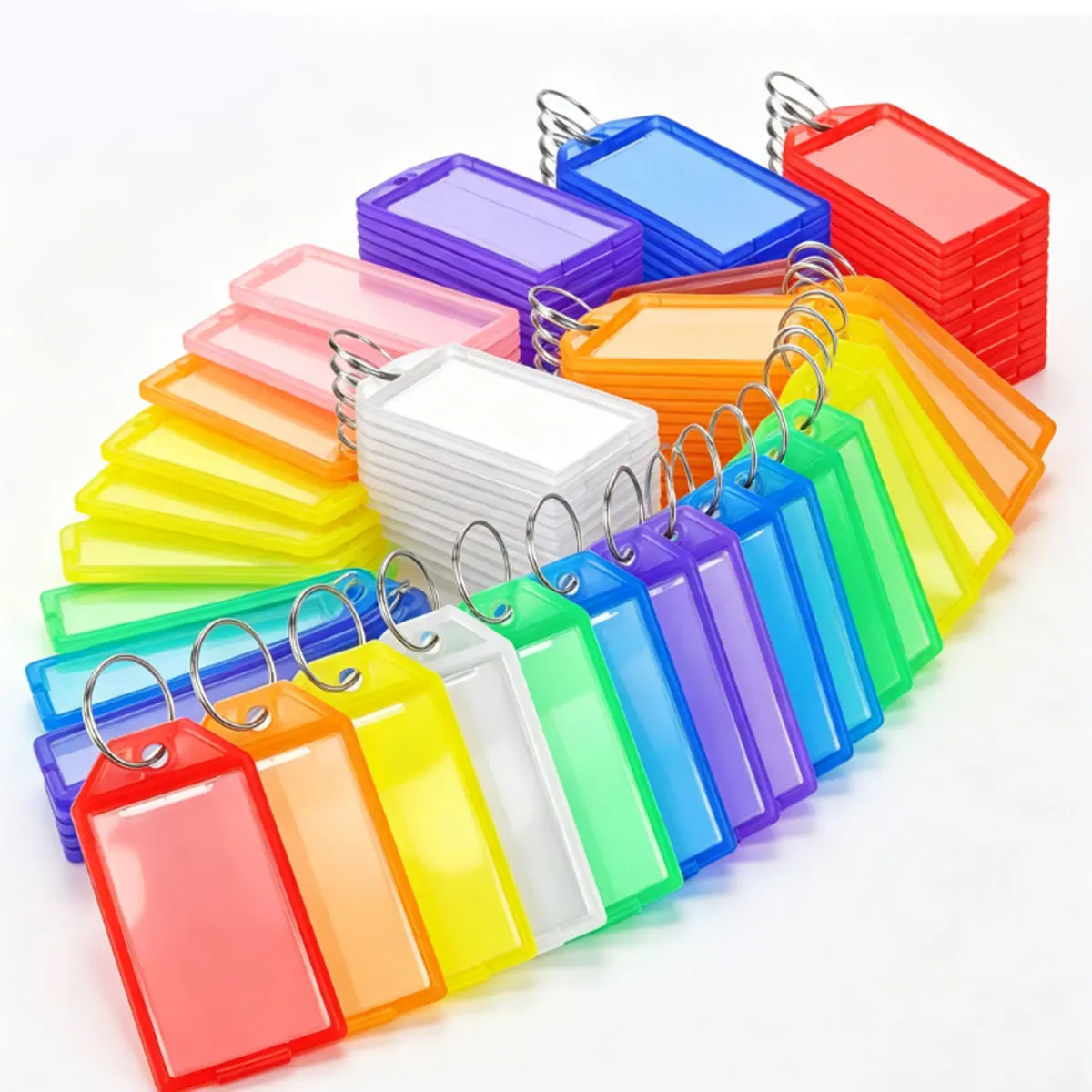 55Pcs Flip Top Plastic Key Chain Tags In Assorted Mixed Colors,  Double Sided Blank DIY Label TagsBags And Personal Items ZSY