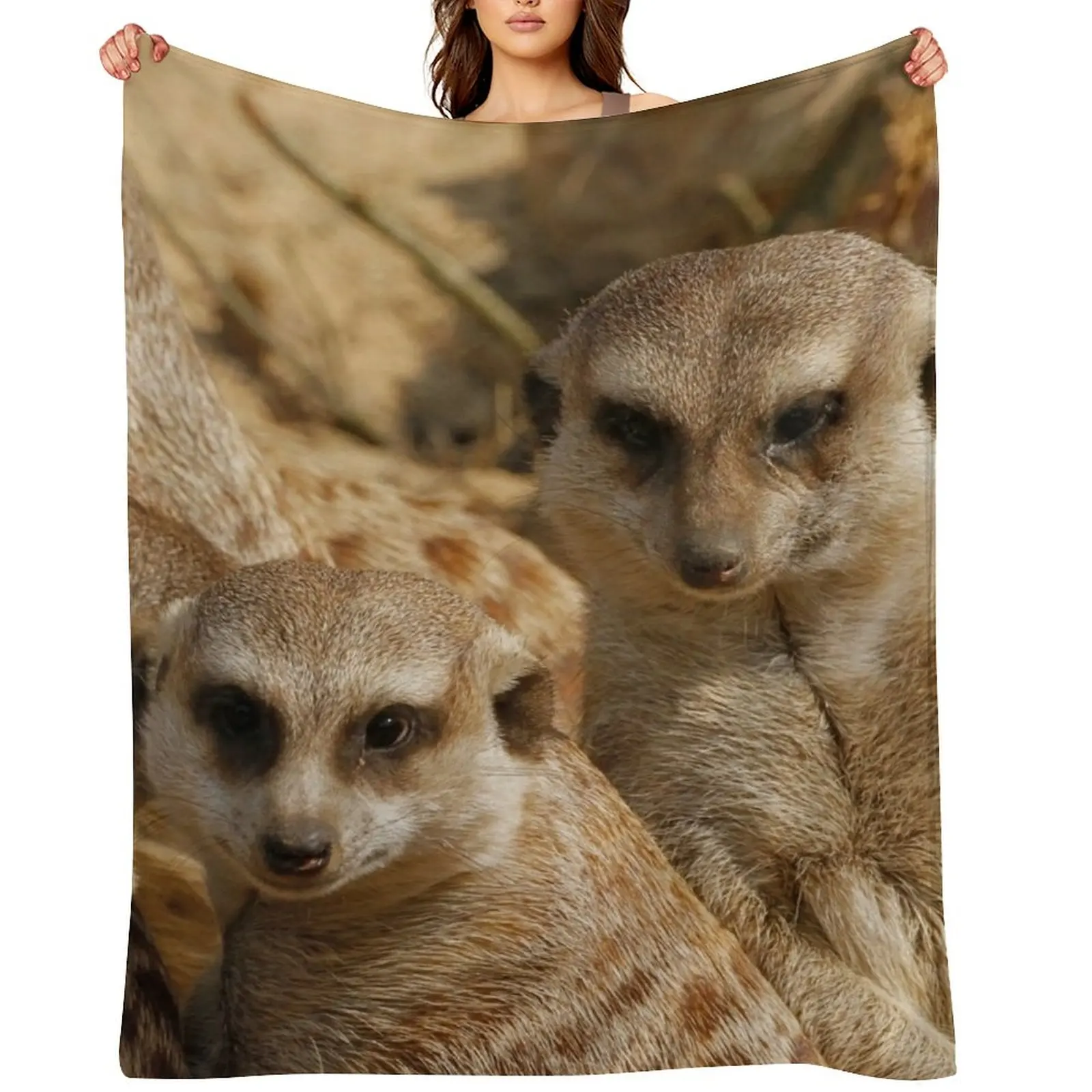 Meerkat 039 Throw Blanket Luxury Throw Decoratives Vintage Multi-Purpose Blankets