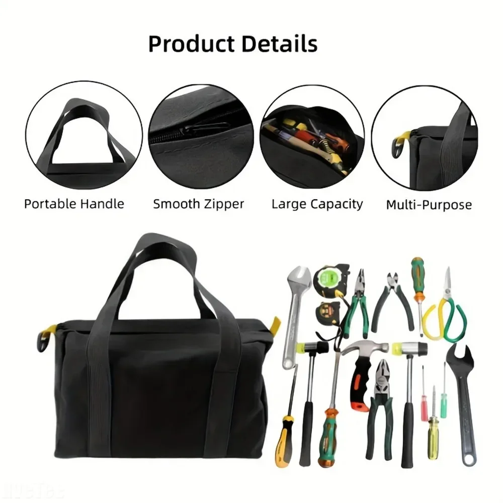 Large Opening Tool Bag for Men Electrician Tool Canvas Storage Bag Large Capacity Tote Bag Tool Pouch 2024