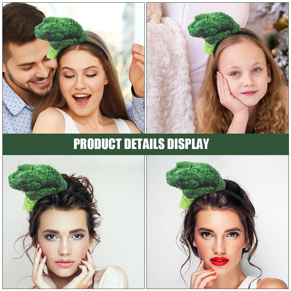 

2 Pcs Vegetable Headbands Broccoli Hair Accessories Face Washing Spa Halloween Party Women Cute Headpiece Holiday Decorations