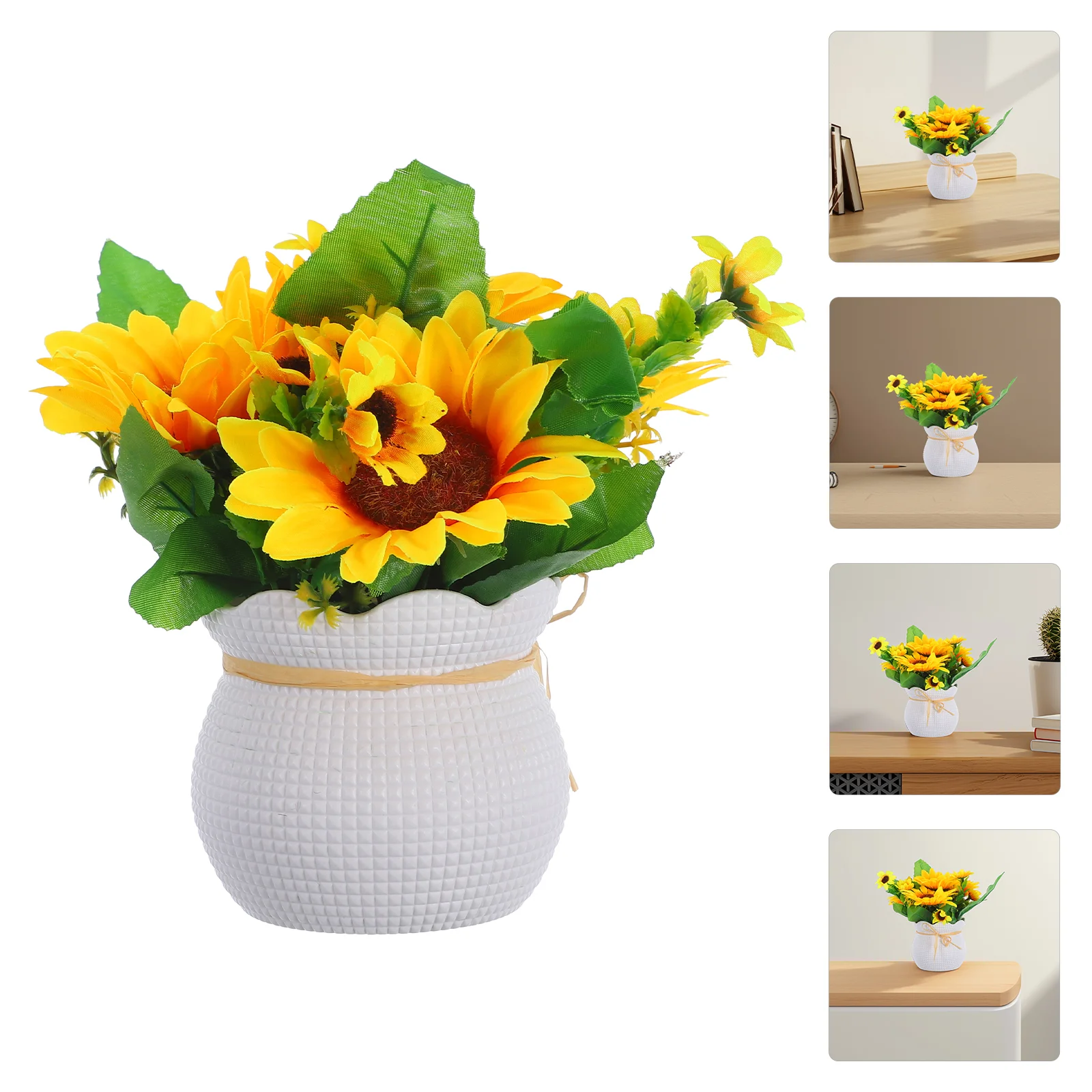

Sunflower Small Potted Plant Artificial Flowers in Vase Faux for Farmhouse Fake Plants Plastic Bouquet