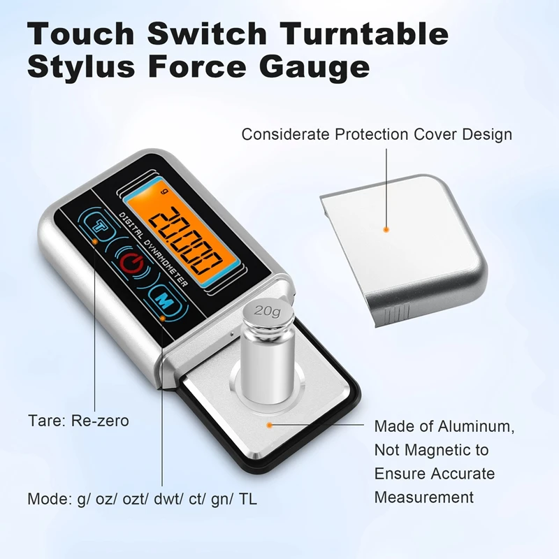 A16R-Mini Jewelry Scale 100Gx0.005G Precise Turntable Stylus Force Digital Dynamometer Tracking Gauge For Vinyl Record Needle