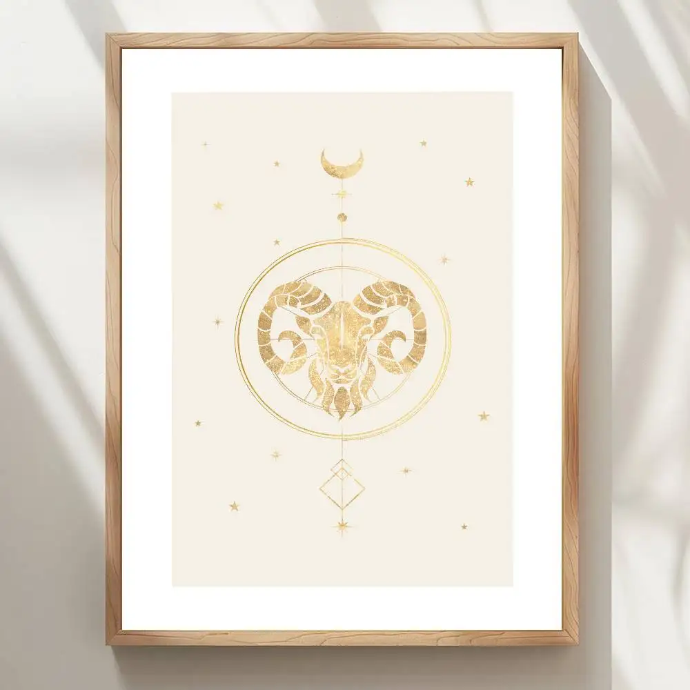 Aries Poster HD Home Decor Sticky Wall Waterproof Home Living Room Bar Aesthetic Decor