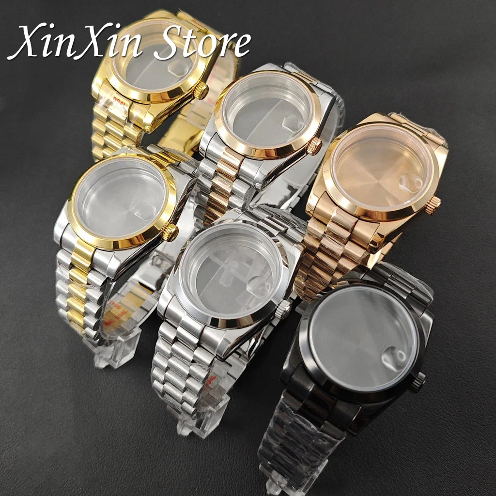 

36 мм/40 мм S Корона с сапфировым стеклом Корпус для часов Президентский браслет для NH34 NH35 NH36 NH38 NH70 4R35 ETA2824 Детали механизма Mod