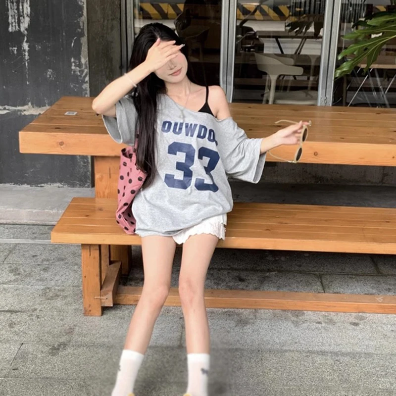 Women Y2k T ShirtsHarajuku Short Sleeves Top Indie Aesthetic Spring Clothes Korean Outfits Streetwear