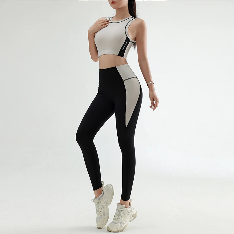 

Color clashing yoga wear suit women's tights leggings sports suit sports underwear high waisted hip lifting pants