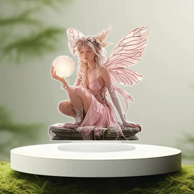 Fairy Tale Elf Theme 1PCS 2D Acrylic Ornament Multi functional Fantasy Fairy Artwork Waterproof Scratch-Resistant Home Office