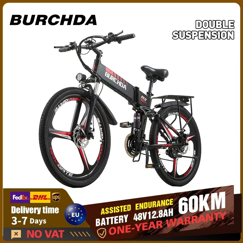 BURCHDA R3 Bicicletta Elettrica ad Alta Potenza 26 Pollici E-Bike da Montagna 48V12.8AH Bici Elettrica Pieghevole per Adulti da Città e Fuoristrada MTB