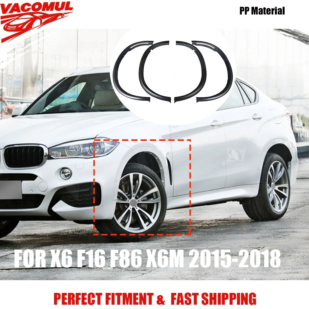

VACOMUL For BMW X6 F16 F86 X6M 2015-2018 PP Matte Black Wheel Arches Eyebrow Fender Mudguard Body Kits Wheel Eyebrow