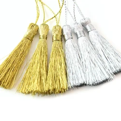 30Pcs Gold Silver Color Tassels Polyester Silky Fringes with Cord Loops for DIY Bookmark Jewelry Craft Handmade Materials Pendan