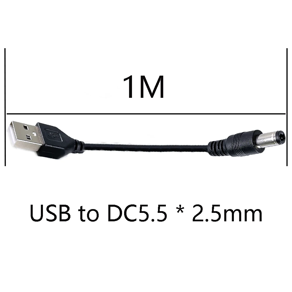 2Piece USB To DC5.5 * 2.5 Power Cord 1-Meter  Charging Cable Router Speaker LED Data Cable Direct Input Type  Power Supply Cord