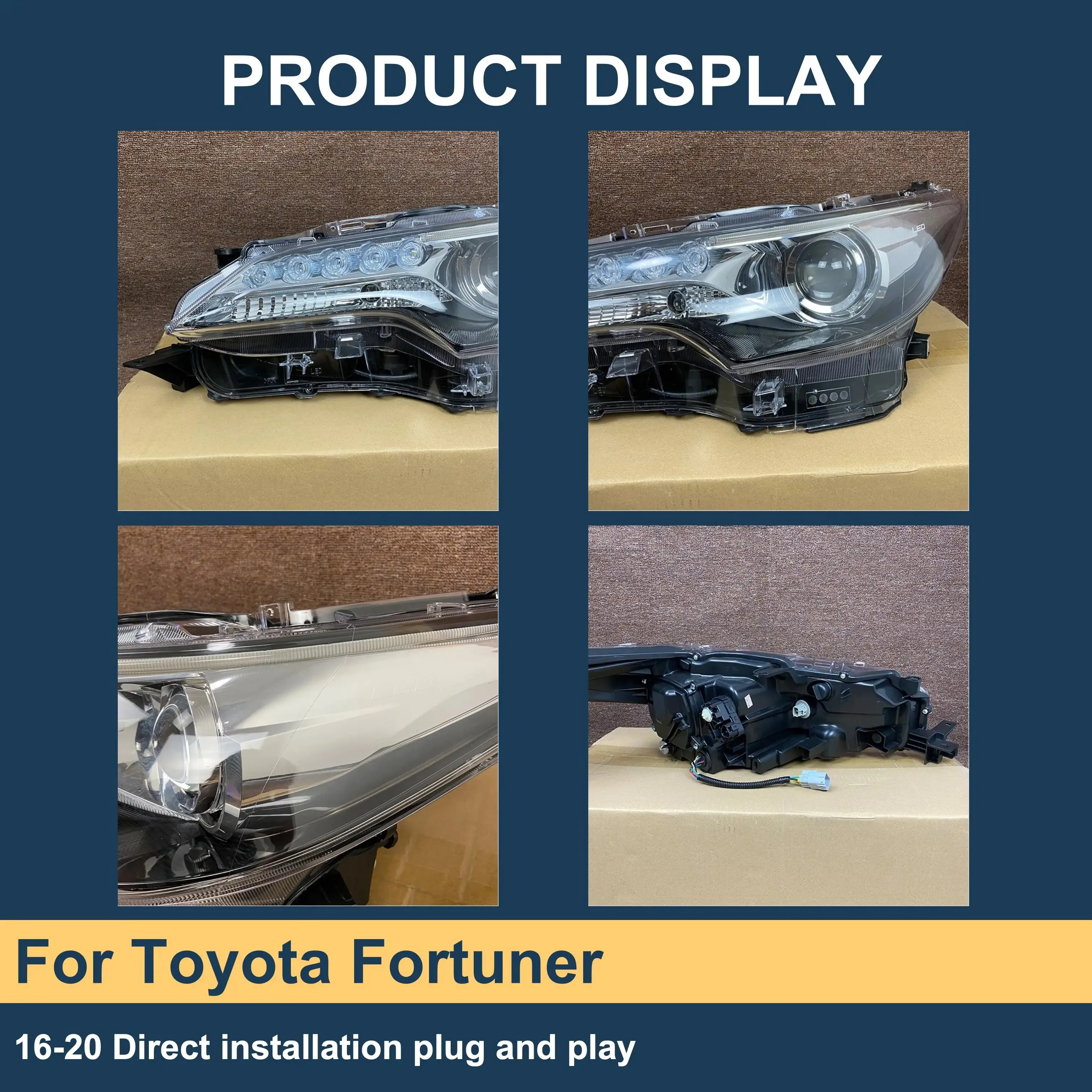 Custom Auto Parts LED Headlight For Toyota Fortuner 2016-2020 Headlights For Car