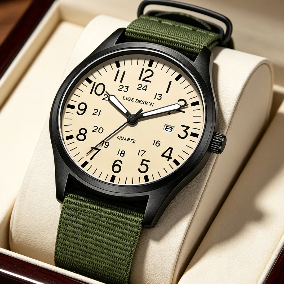 LIGE New Luxury Watch Men Nylon Strap Waterproof Watches For Men Outdoor Sports Men's Quartz Wristwatch reloj hombre