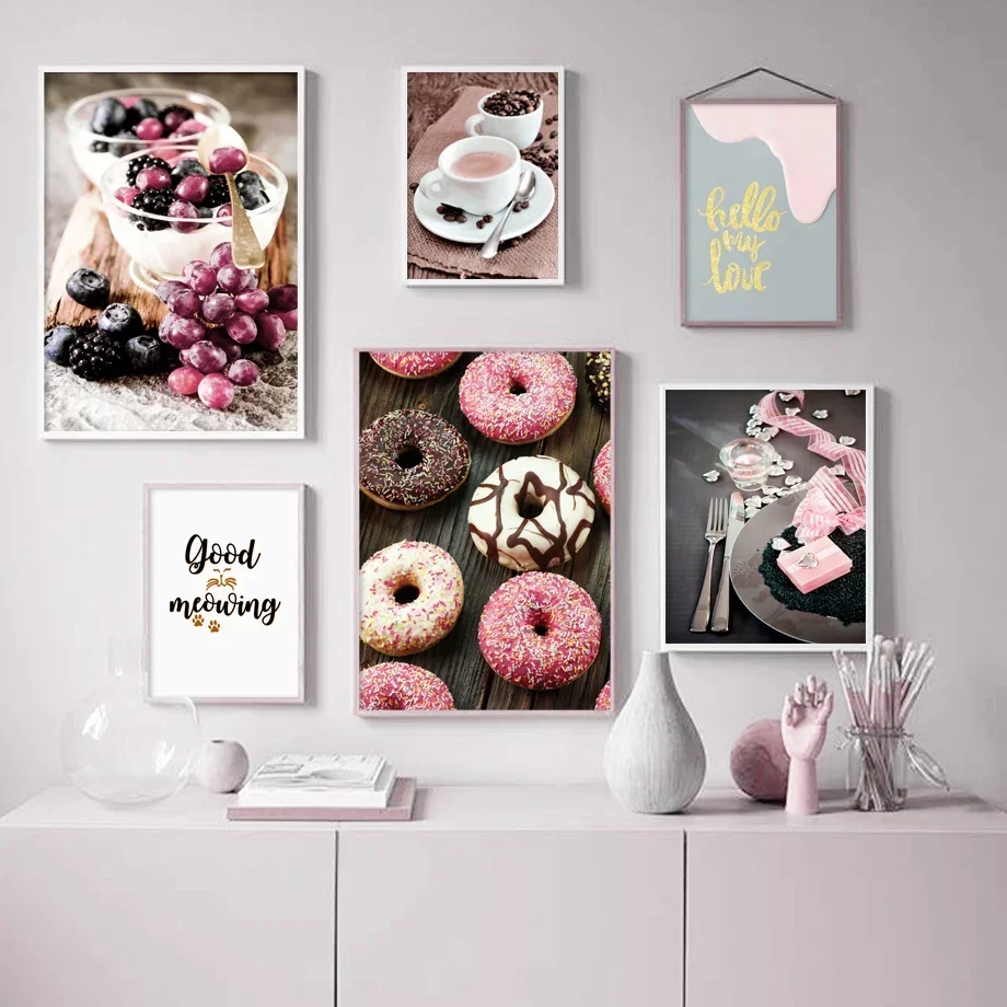 Chocolate Ring Coffee Blueberry Grape Minimalist Wall Art Print Canvas Painting Posters for Living Room Modern Home Decor