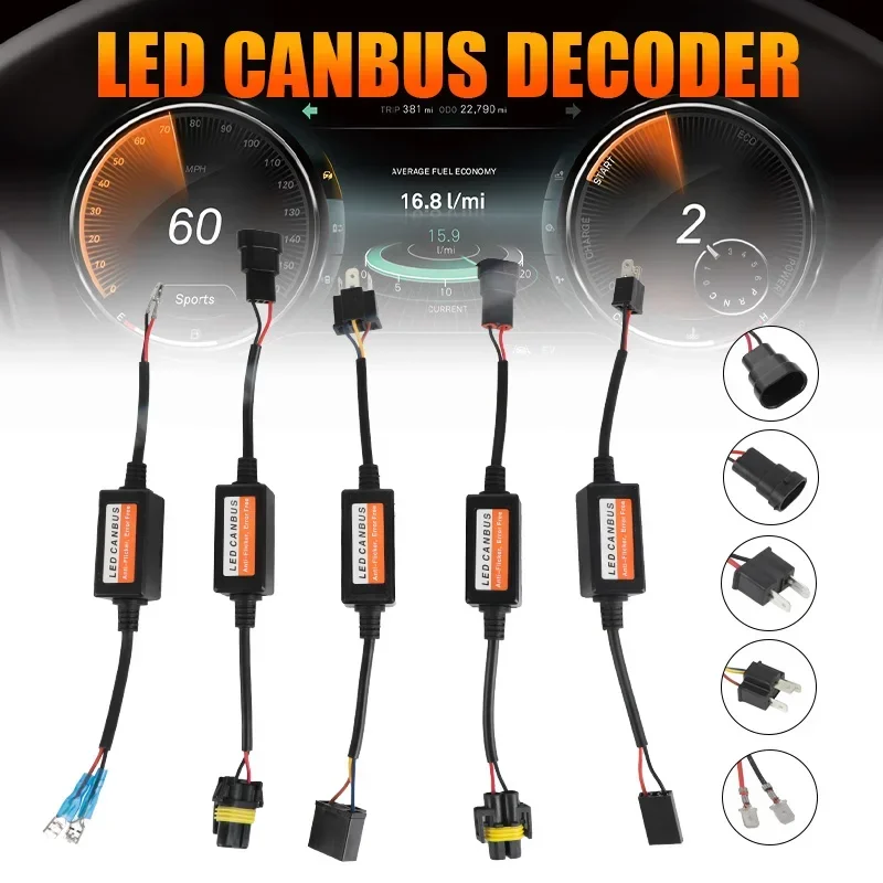 LED Headlight Canbus Decoder Adatper Anti-Flicker Resistor Warning Error Canceller for H1 H4 H7 H11 H8 H9 9005 HB3 9006 HB4 9012