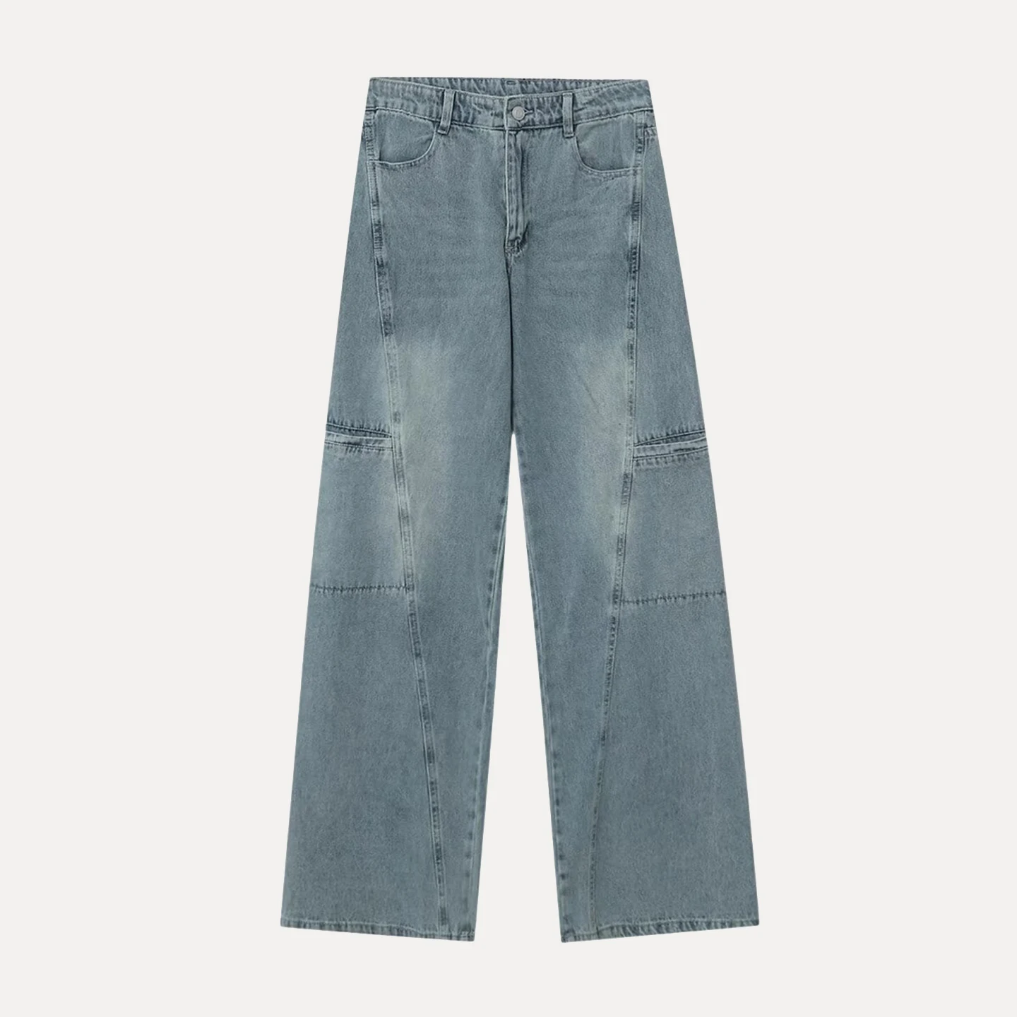 Calças Jeans Fenas de Perna Larga Verão 2025 Corte Reto Cintura Alta Casual F de Zíper Ajuste Solto Calças Longas Tem...