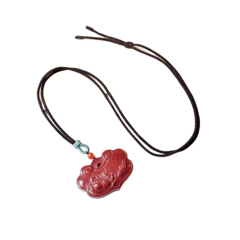 Natural mineral high-content purple gold sand peace lock pendant men and women