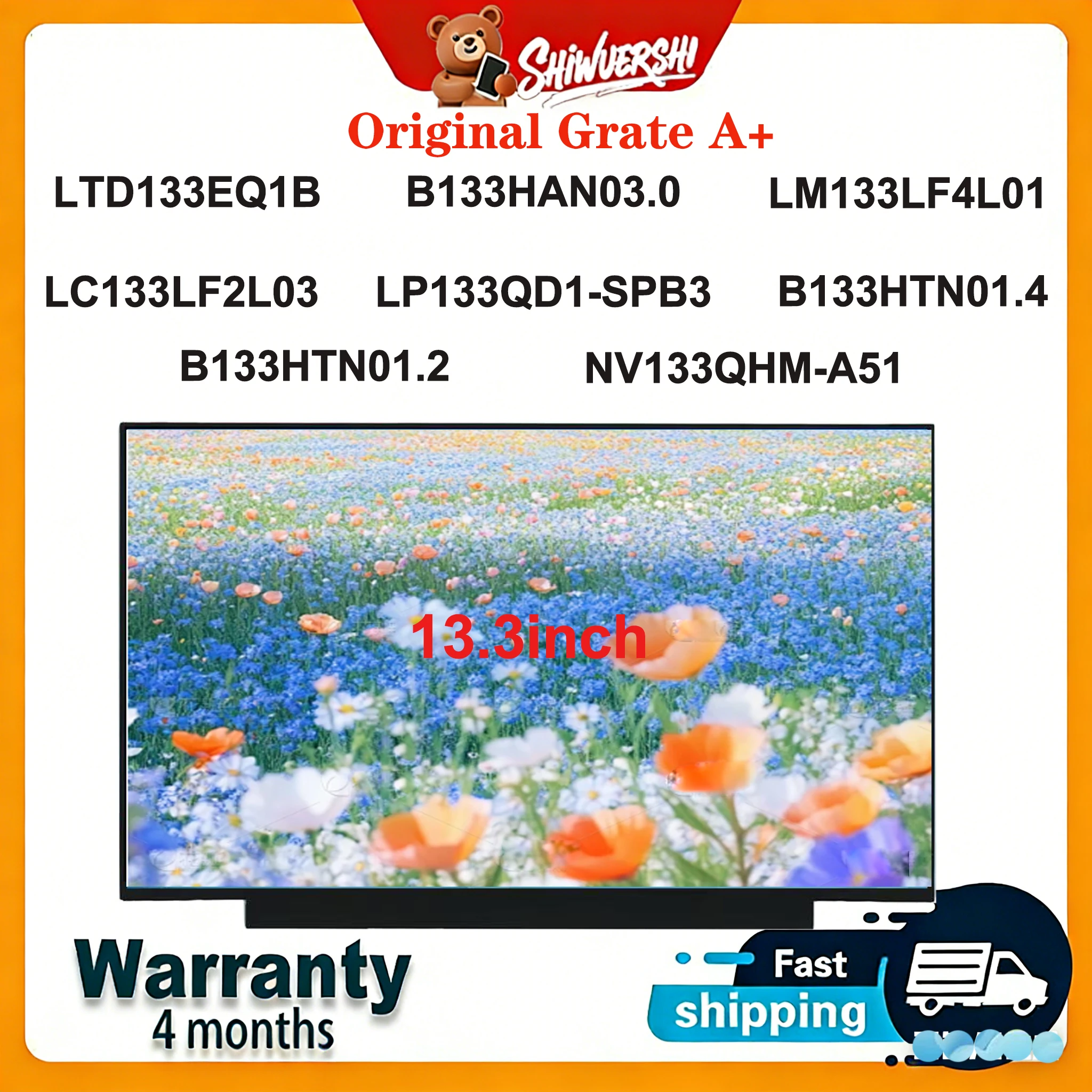 Original New A+13.3" Lcd ScreenLTD133EQ1B B133HAN03.0 LM133LF4L01 LC133LF2L03 LP133QD1 SPB3 B133HTN01.4 B133HTN01.2 NV133QHM A51
