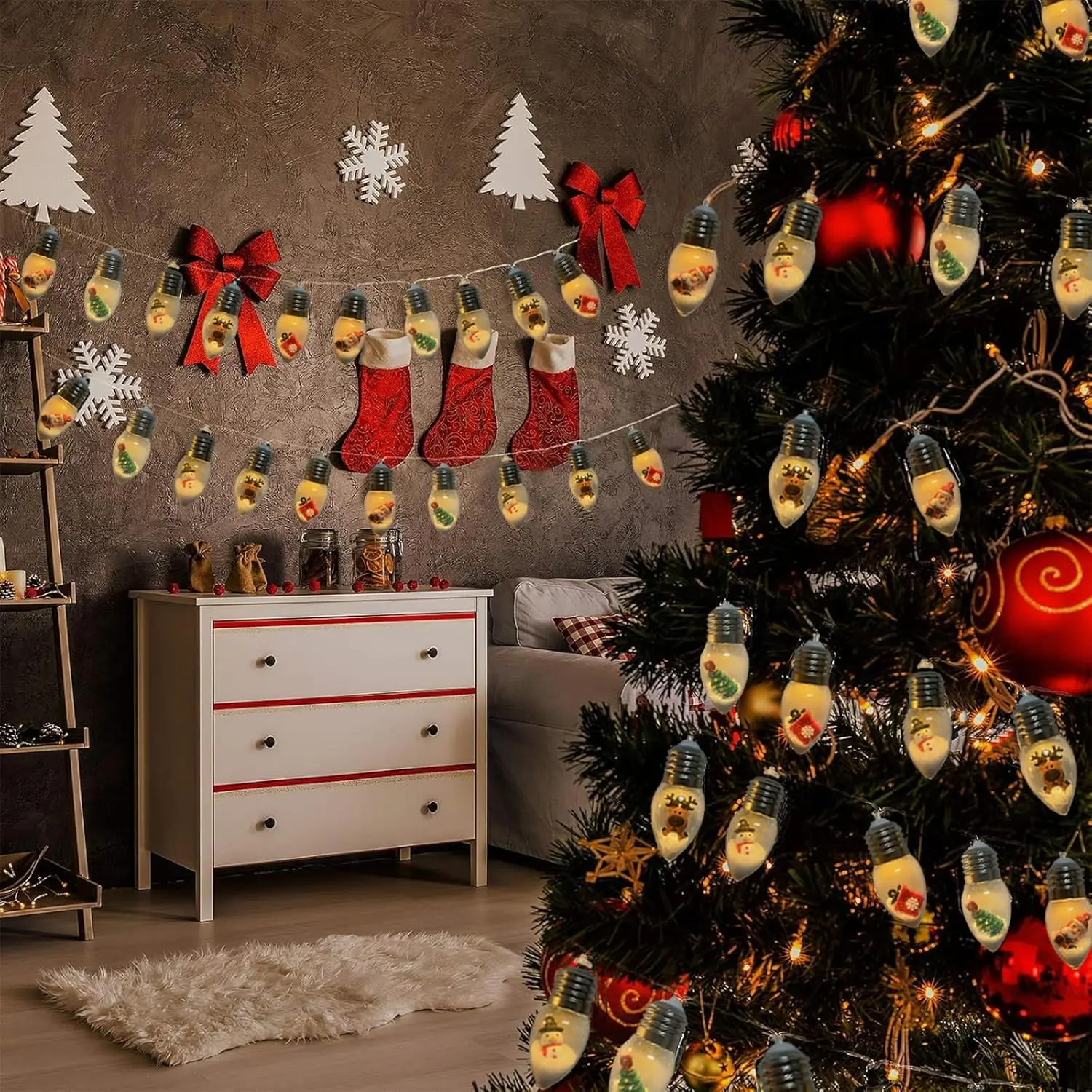 Waterproof Christmas Snow Globe Lights 5m 20 Leds Fairy Light Solar Powered String Lights for Outdoor Terrace Garden Decor Lamp